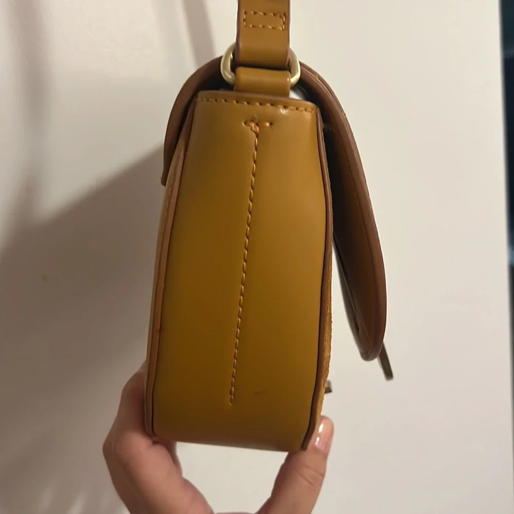Zara Suede Bag Gold Ring Chloe Bag Carmel Tan Leather Suede Satchel Crossbody - Picture 7 of 7